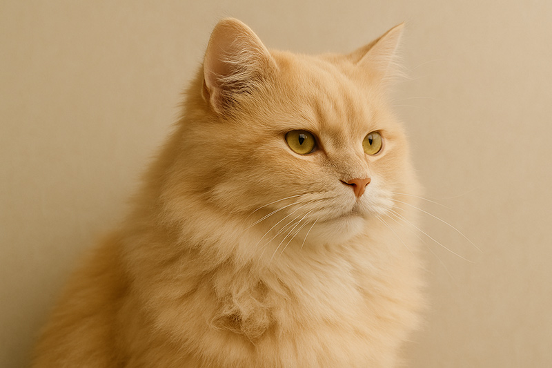 Orange long-haired cat with thick fluffy coat requiring regular professional grooming maintenance